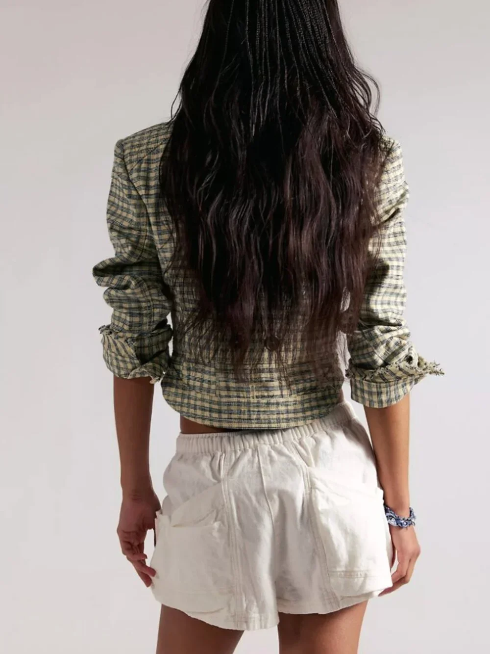 Free People Good Fortune Cotton Linen Pull-On Shorts Ivory Size XS